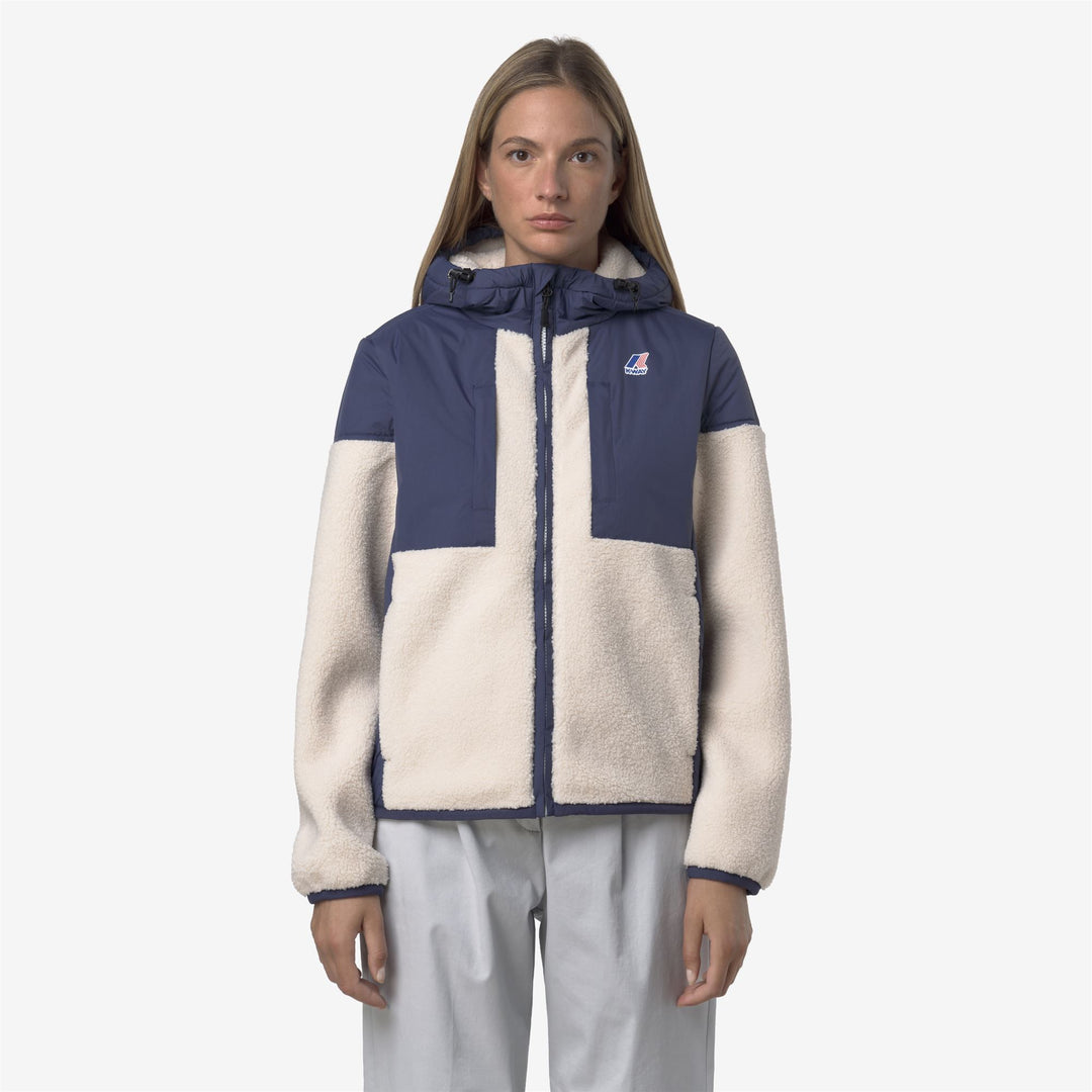 Sudadera con capucha unisex de forro polar azul oscuro con inserciones y acolchado impermeables main