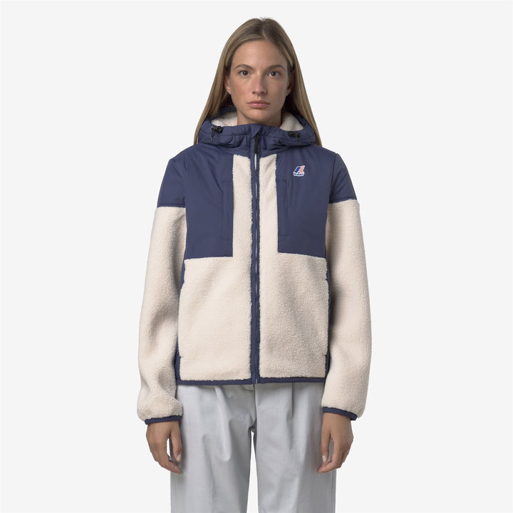 Sudadera con capucha unisex de forro polar azul oscuro con inserciones y acolchado impermeables 3