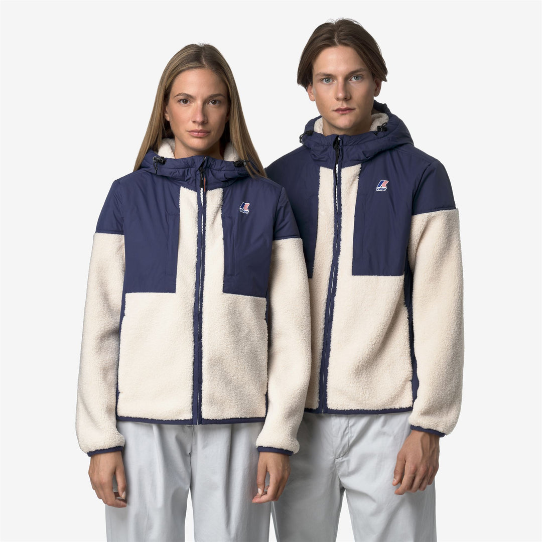 Sudadera con capucha unisex de forro polar azul oscuro con inserciones y acolchado impermeables main