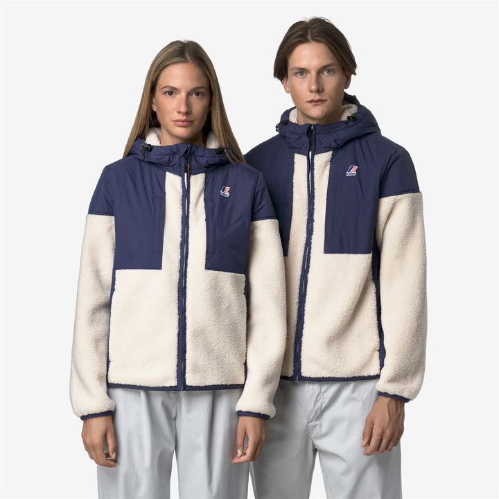 Sudadera con capucha unisex de forro polar azul oscuro con inserciones y acolchado impermeables 2