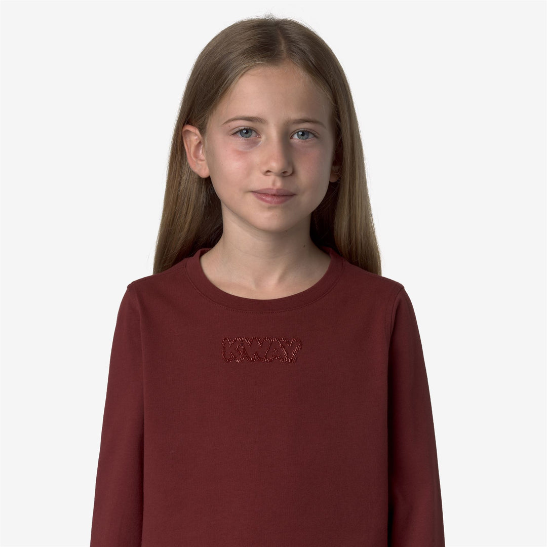 T-shirt rossa in cotone per bambina con scritte lucide main