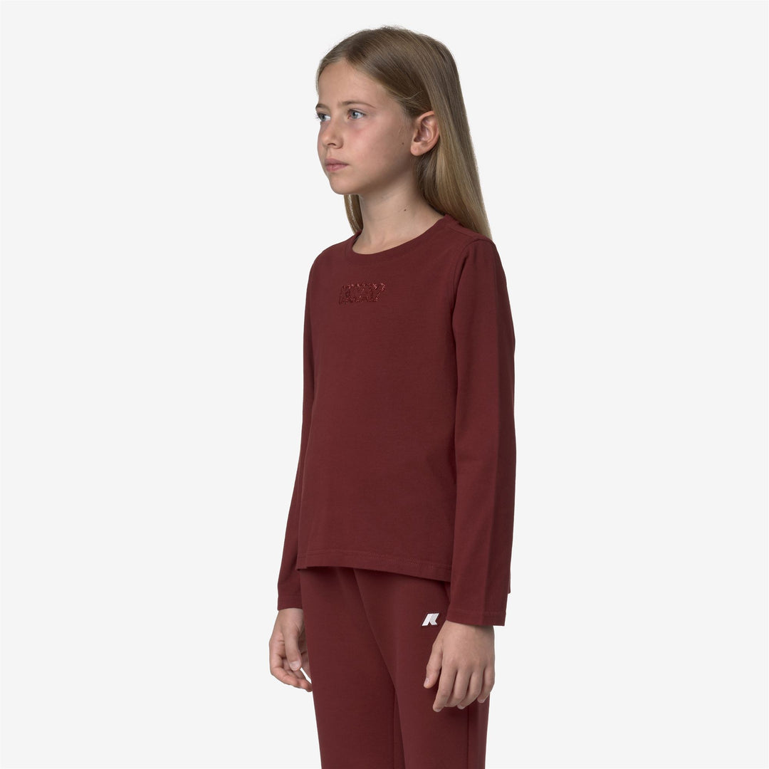 T-shirt rossa in cotone per bambina con scritte lucide main