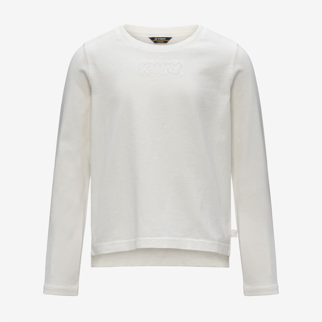 T-shirt bianca in cotone per bambine con scritte lucide 01