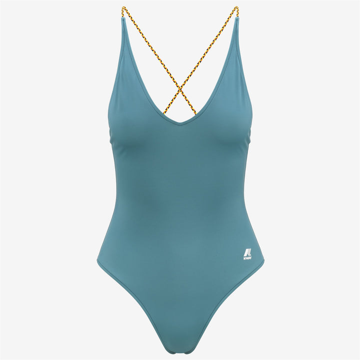 Costume da Bagno Intero Donna Verde Teal con Spalline Intrecciate 1