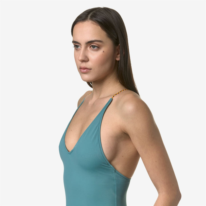 Costume da Bagno Intero Donna Verde Teal con Spalline Intrecciate 2