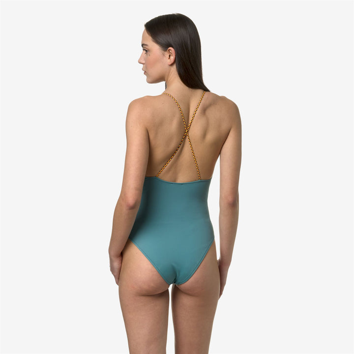 Costume da Bagno Intero Donna Verde Teal con Spalline Intrecciate 5