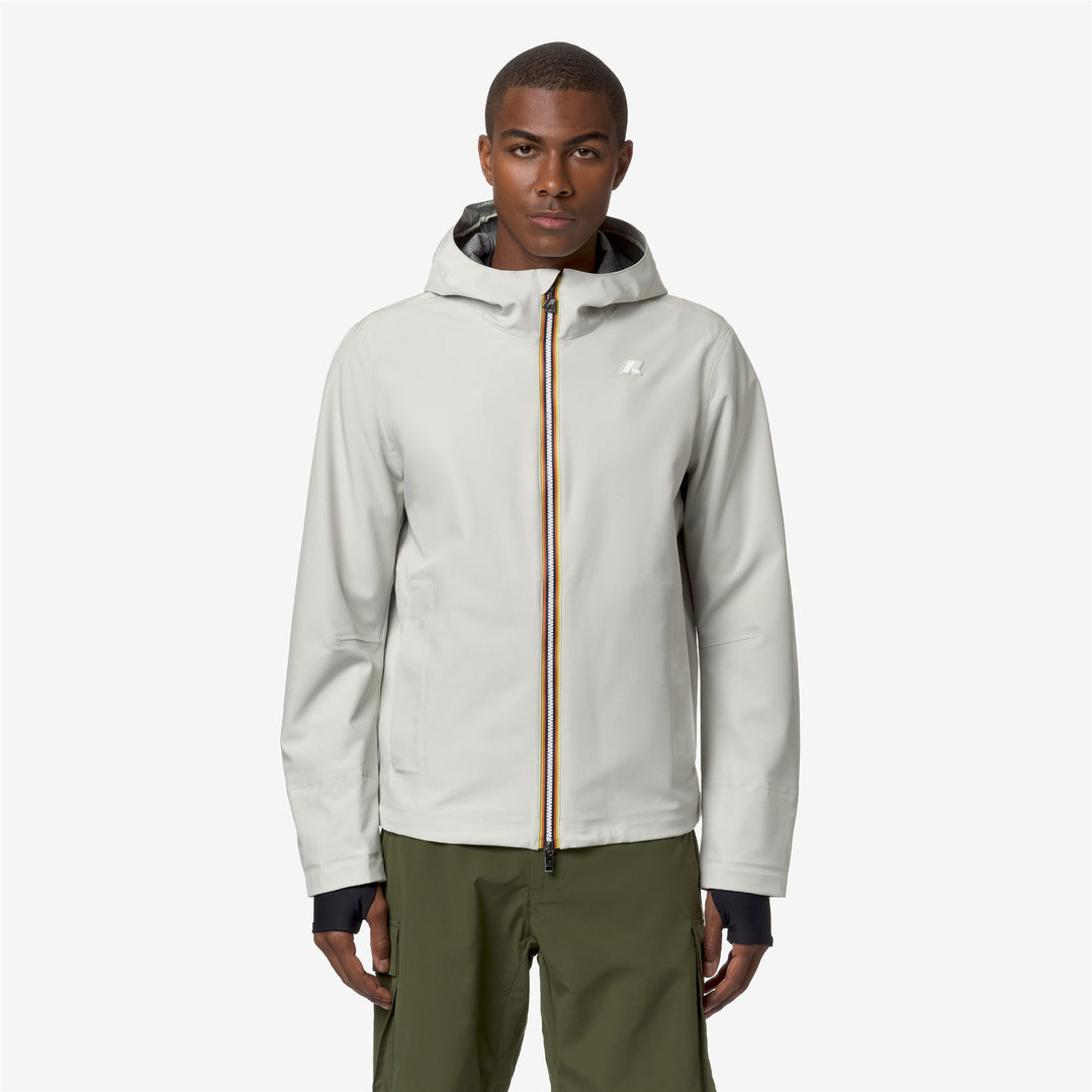 Chaqueta corta urbana para hombre en gris beige con protección impermeable 01