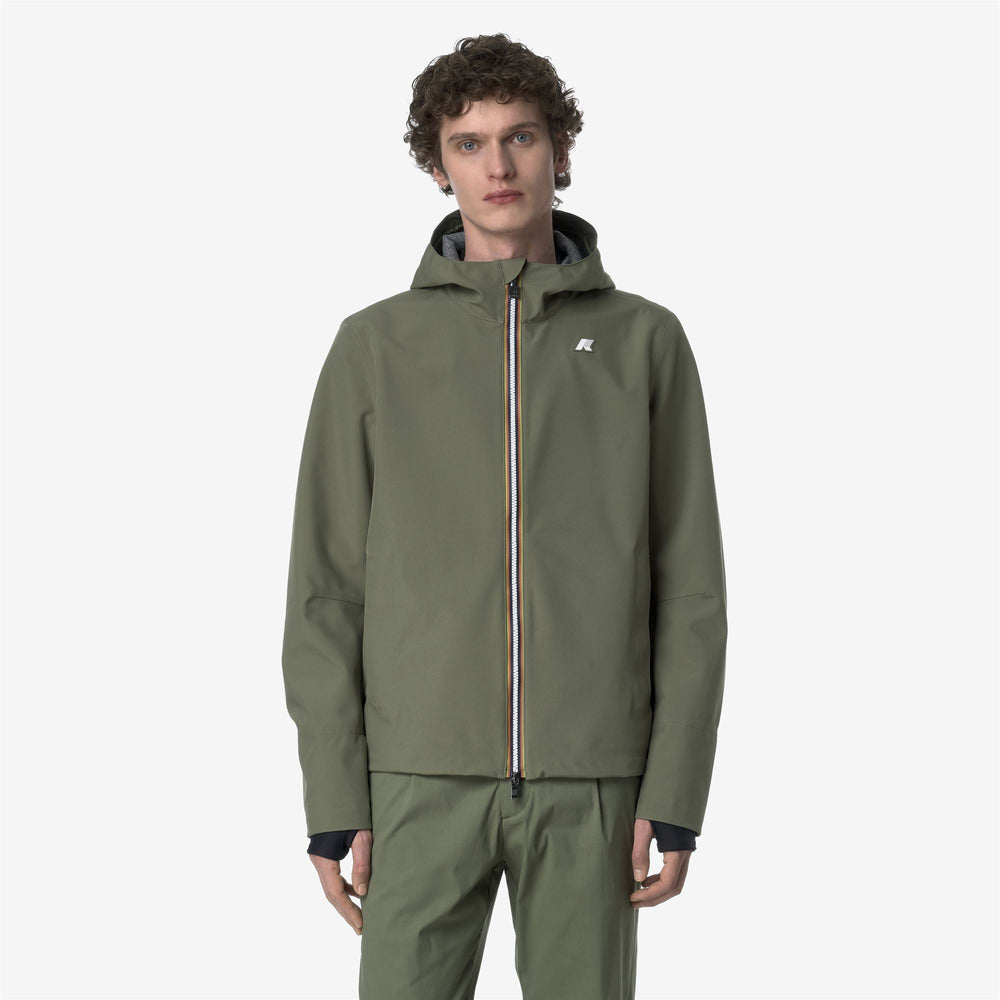 Lichen Green Men's Urban Short Jacket with Waterproof Fabric 02