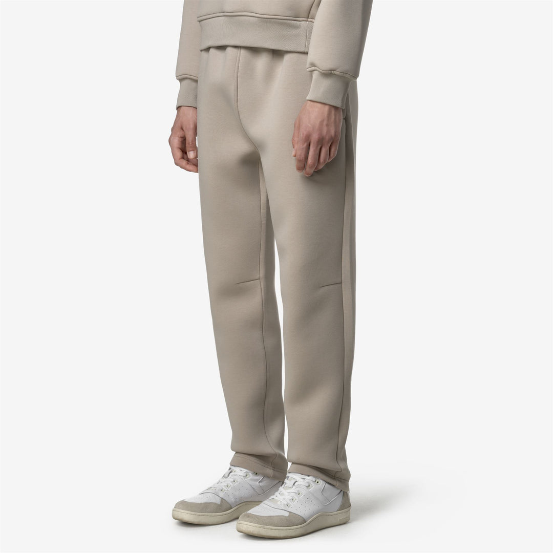 Beige Men's Sport Trousers with Elastic Drawstring Waist main