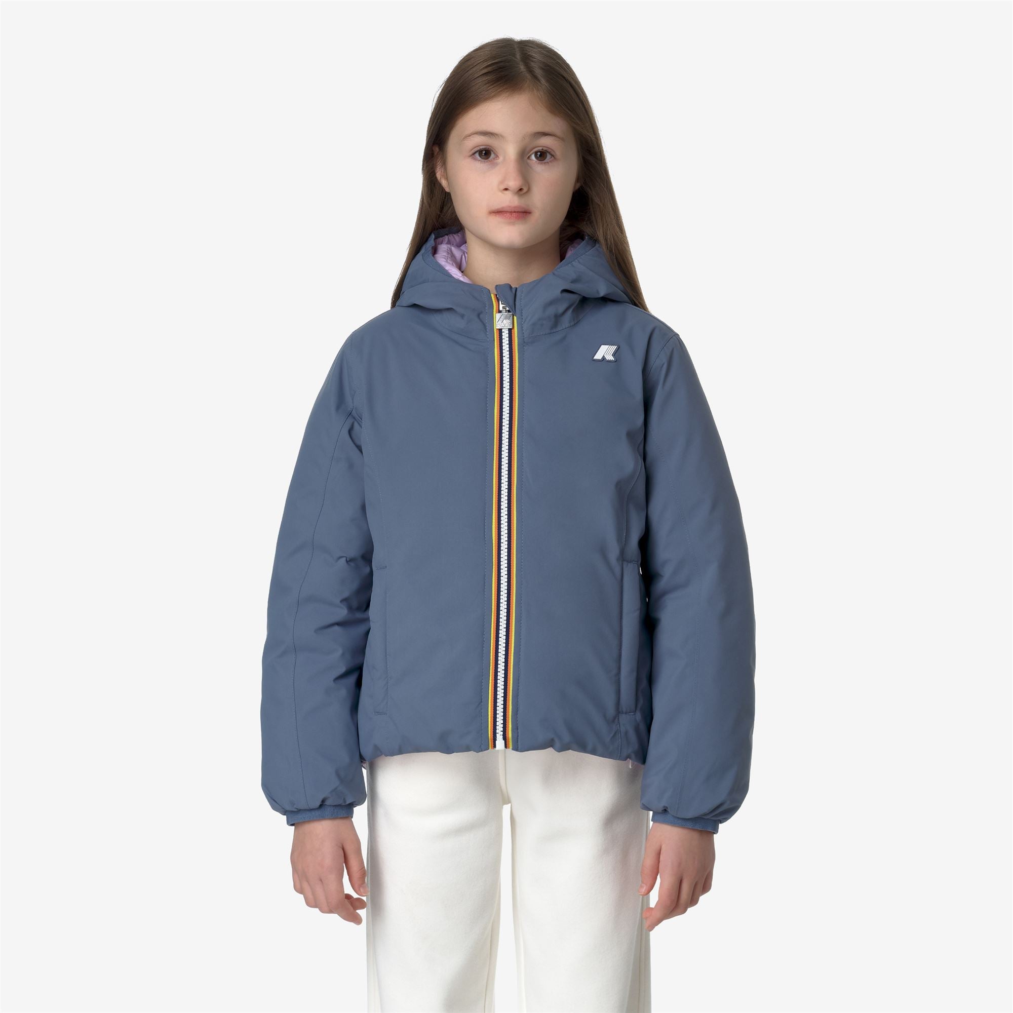 Jackets_GIRL_P. LILY ST THERMO DOUBLE_Short_Grey Blue Avio - Violet Lt Lilac - Commercial 4