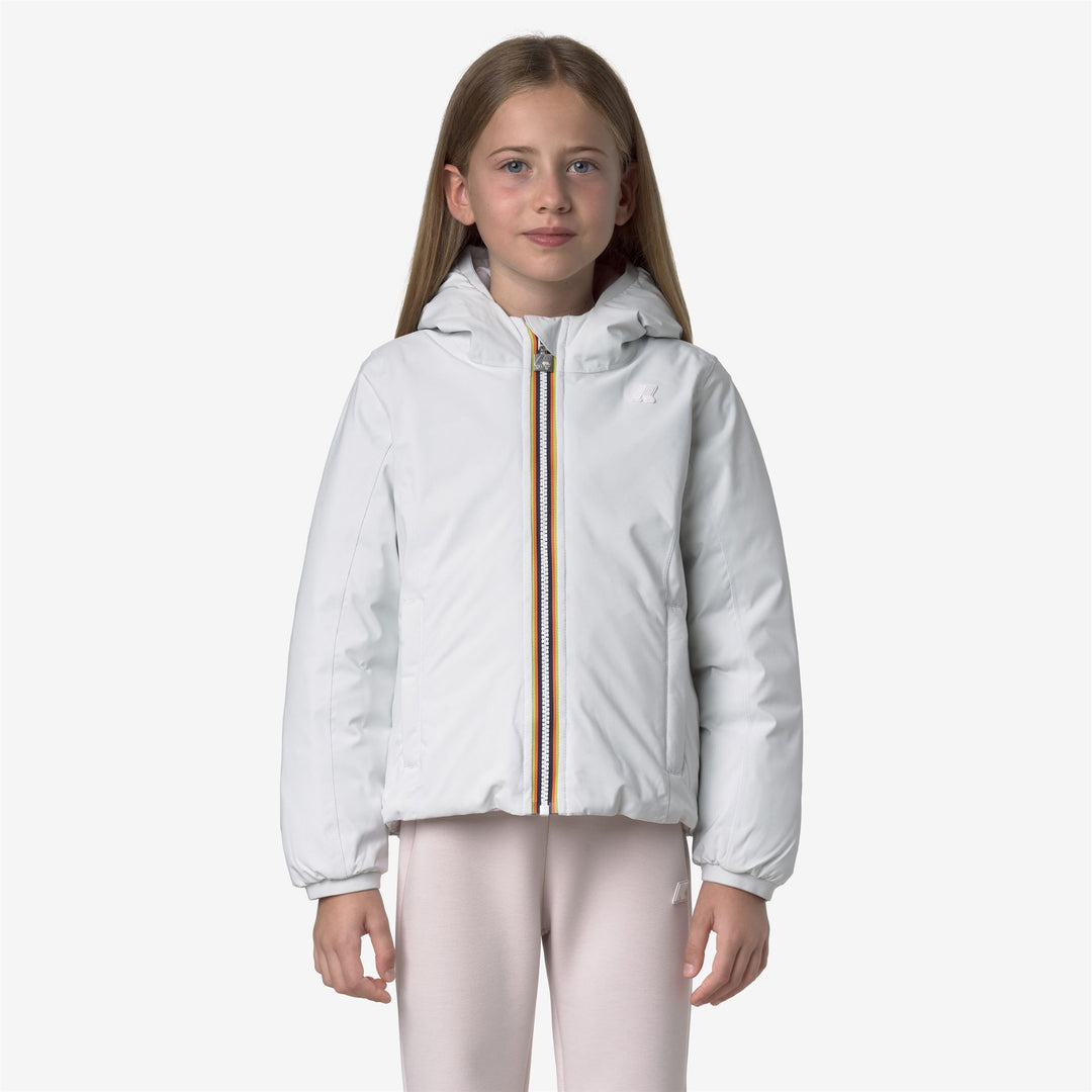 White Girls' Reversible Short Winter Jacket with PrimaLoft Insulation main