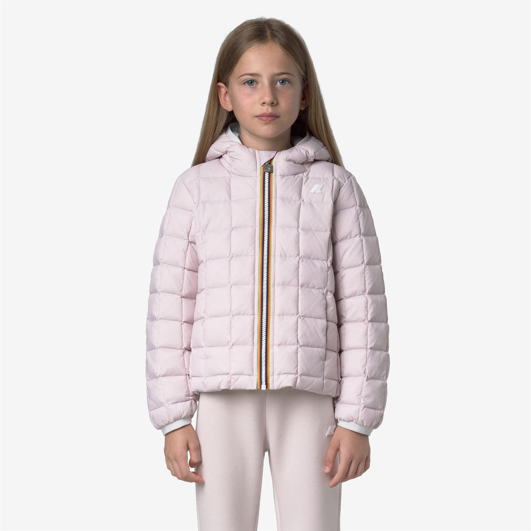 White Girls' Reversible Short Winter Jacket with PrimaLoft Insulation main