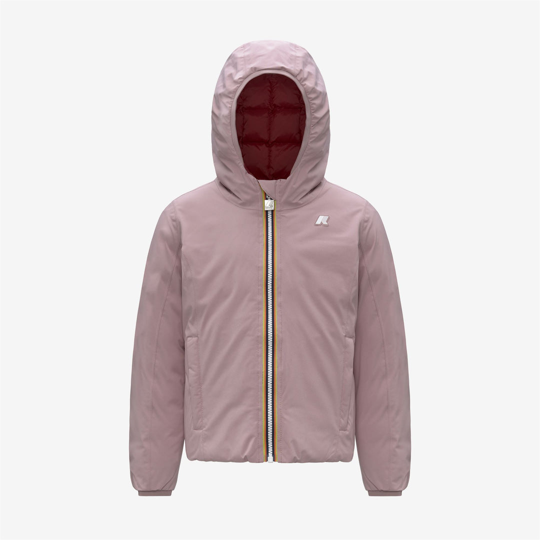 Giacca invernale reversibile isolante marrone-rosa-rosso per bambina 01