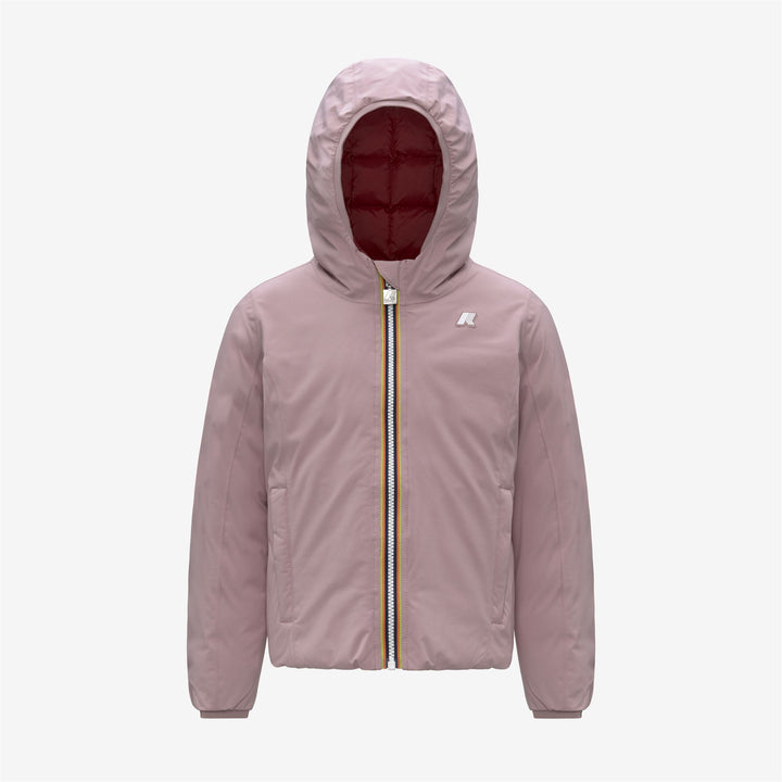 Giacca invernale reversibile isolante marrone-rosa-rosso per bambina 1