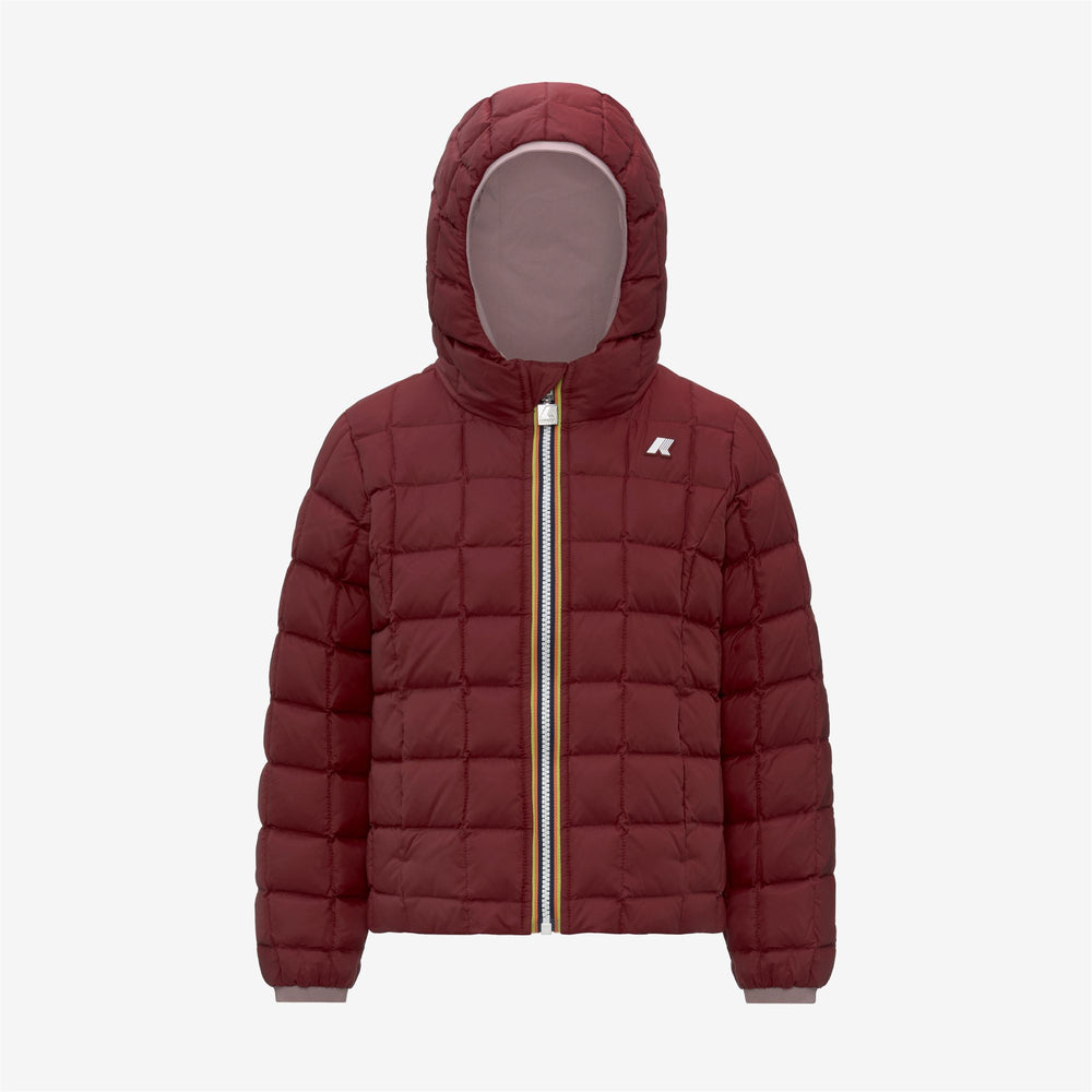 Giacca invernale reversibile isolante marrone-rosa-rosso per bambina 02
