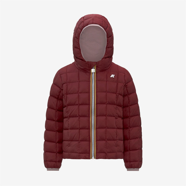 Giacca invernale reversibile isolante marrone-rosa-rosso per bambina 2