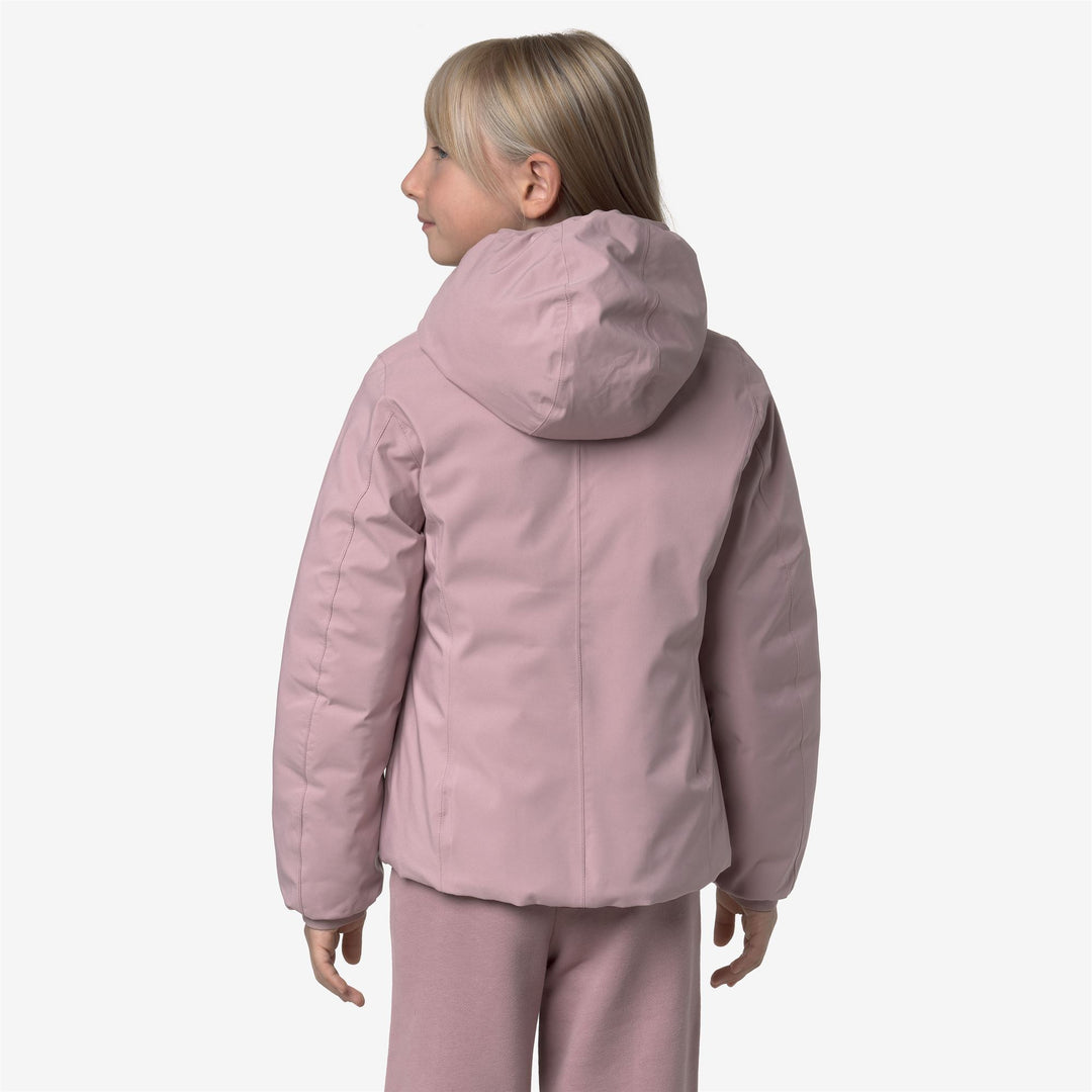 Giacca invernale reversibile isolante marrone-rosa-rosso per bambina main