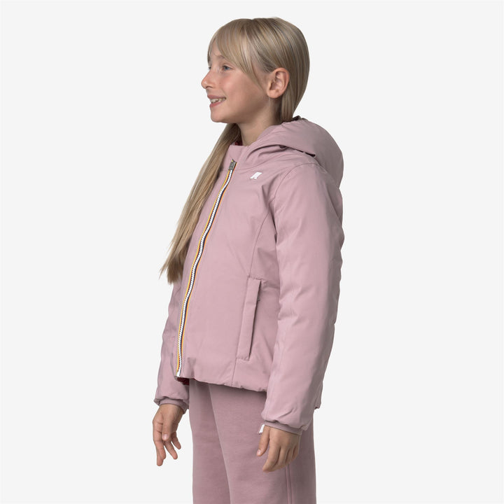 Giacca invernale reversibile isolante marrone-rosa-rosso per bambina 5