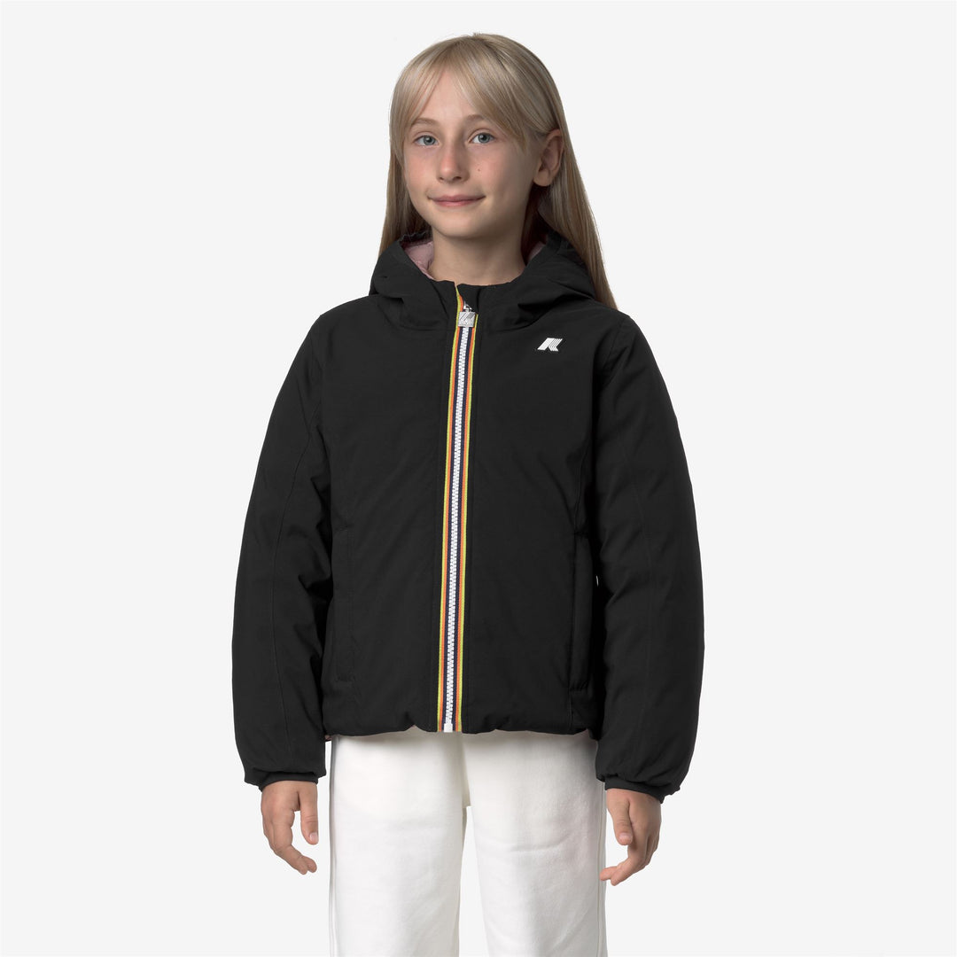 Giacca invernale reversibile nera e rosa per bambine con isolamento PrimaLoft main