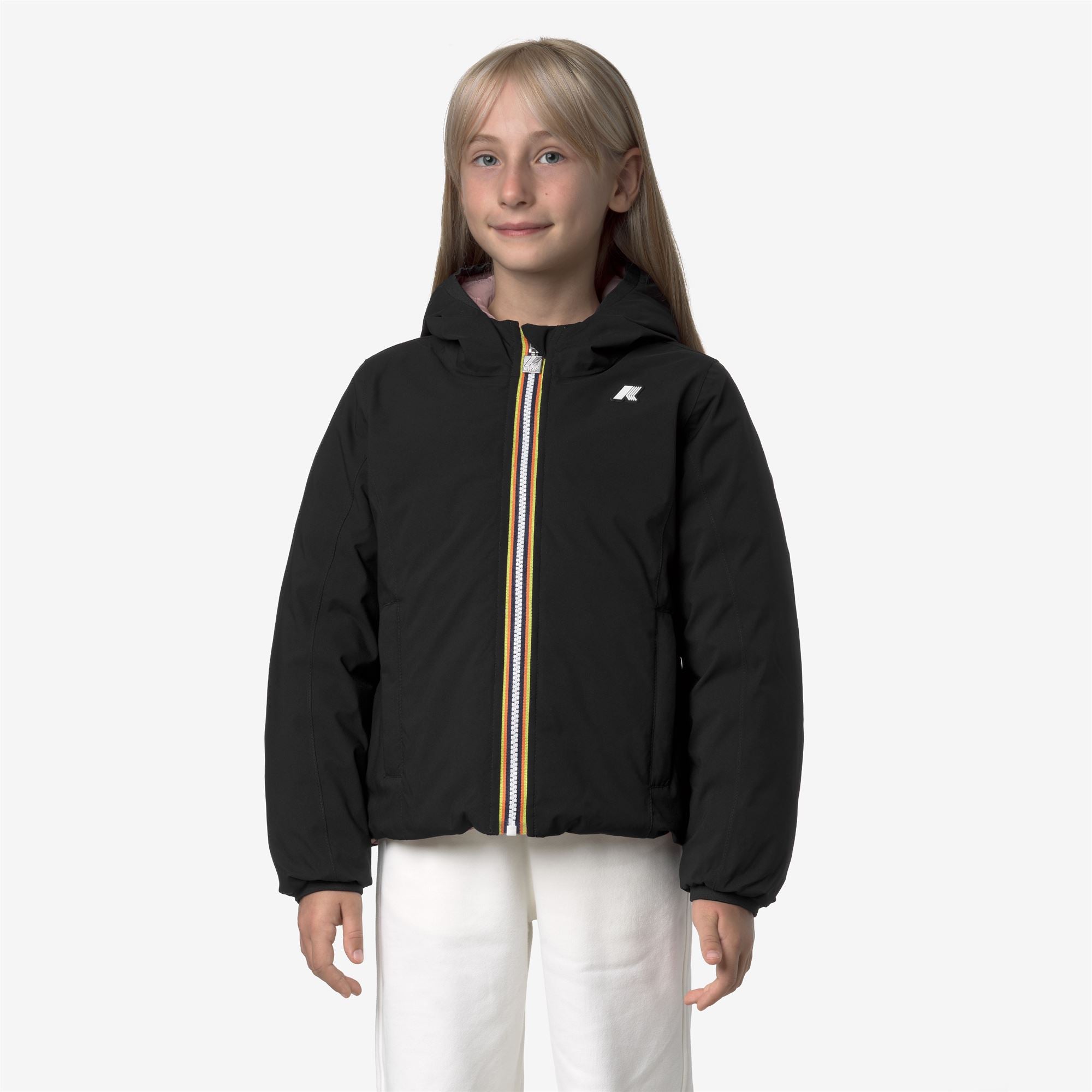 Jackets_GIRL_P. LILY ST THERMO DOUBLE_Short_Black Pure - Rose Pinkish - Commercial 4