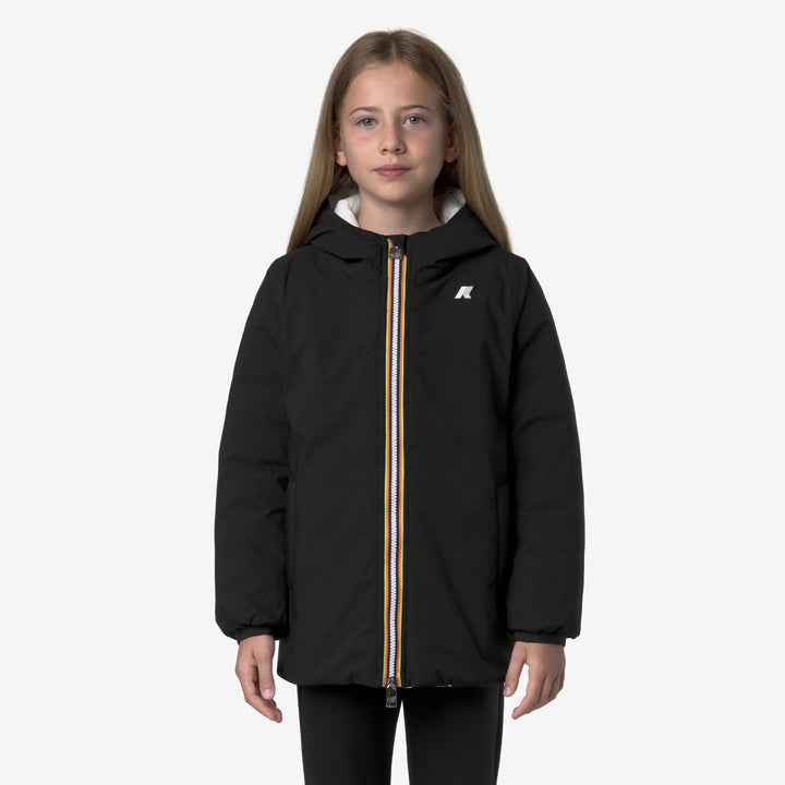 Giacca invernale reversibile da bambina nera con imbottitura in piuma 4
