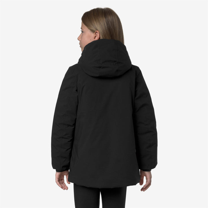 Giacca invernale reversibile da bambina nera con imbottitura in piuma 6