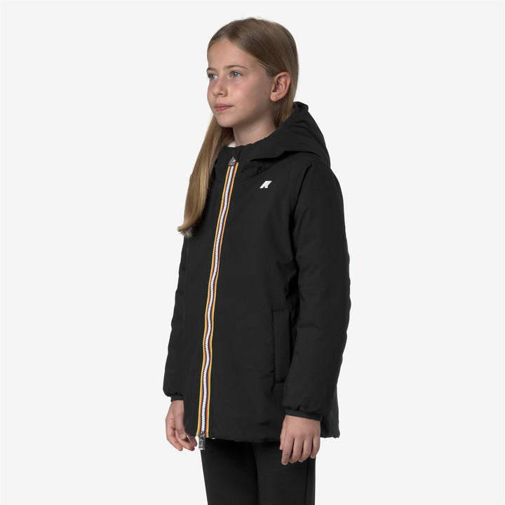 Giacca invernale reversibile da bambina nera con imbottitura in piuma 5