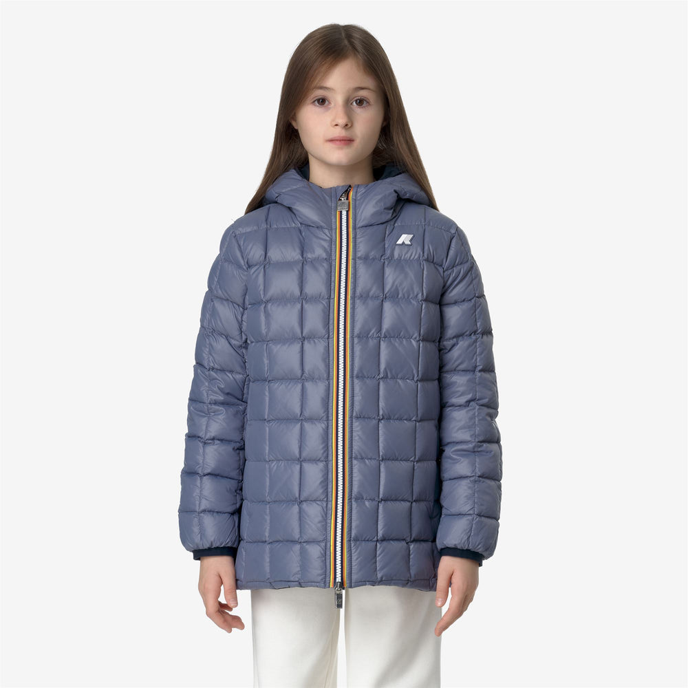 Blue Grey Girl's Reversible Down Insulated Winter Jacket 02