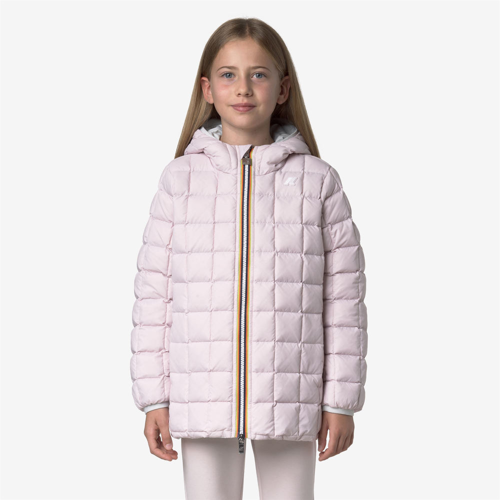 White girl's reversible winter jacket with down insulation 02