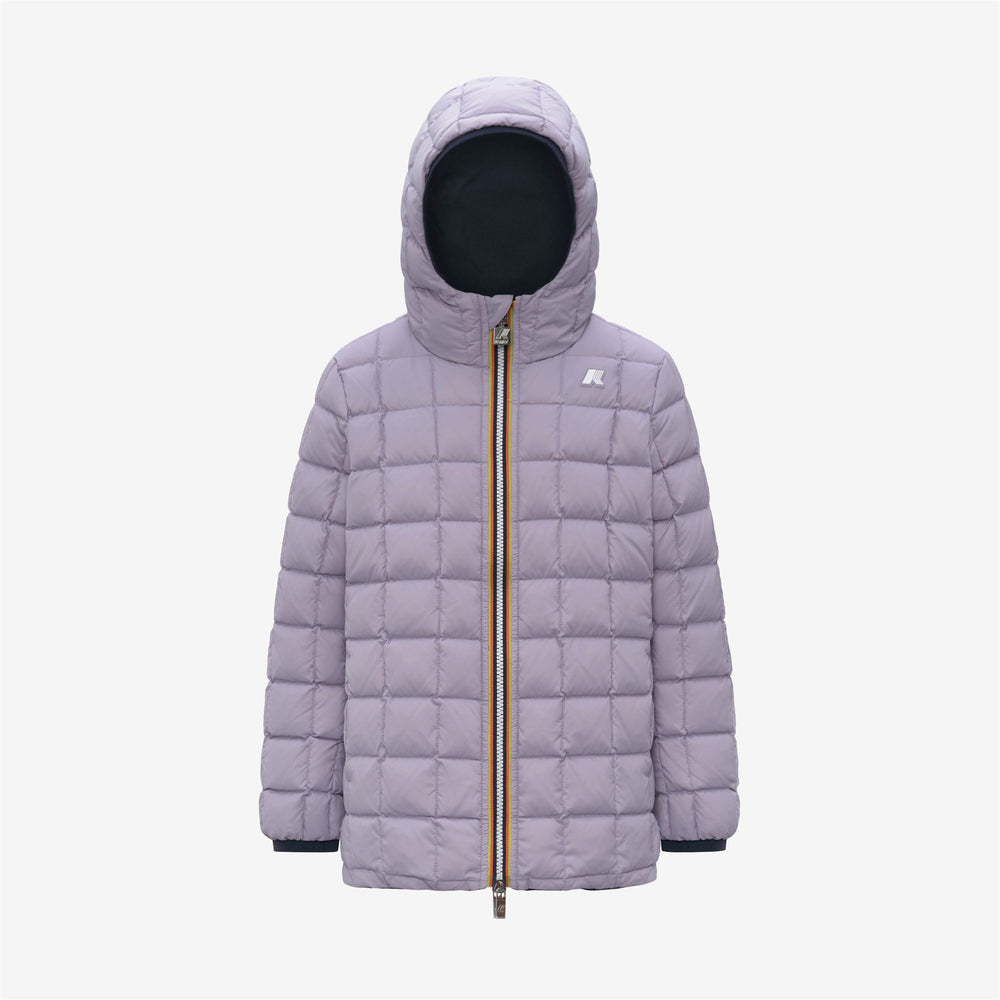 Giacca invernale reversibile blu-viola da bambina con imbottitura in piuma 02