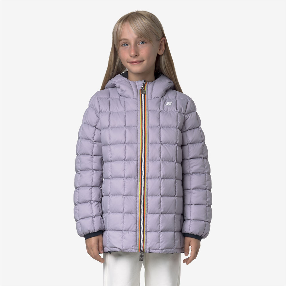 Blue violet Girl's Reversible Winter Jacket with Down Padding 02