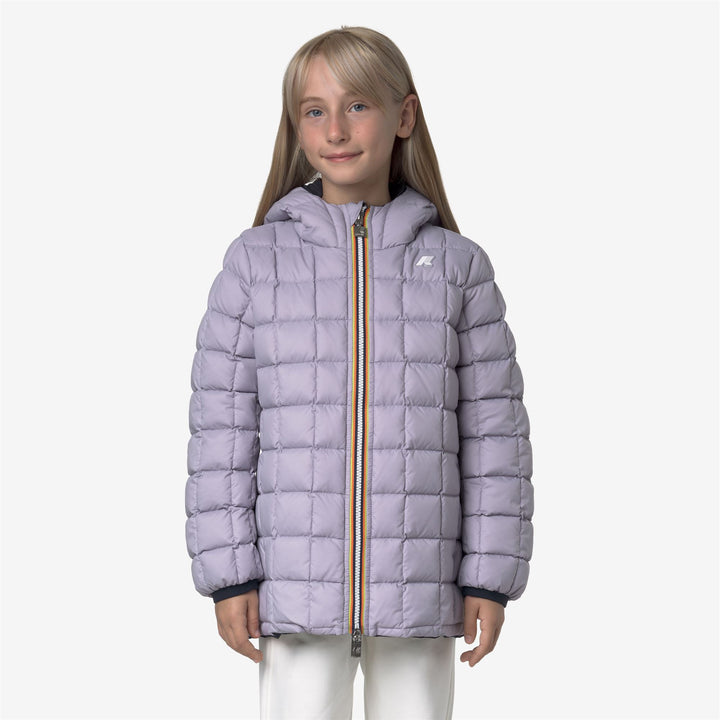 Blue violet Girl's Reversible Winter Jacket with Down Padding 3