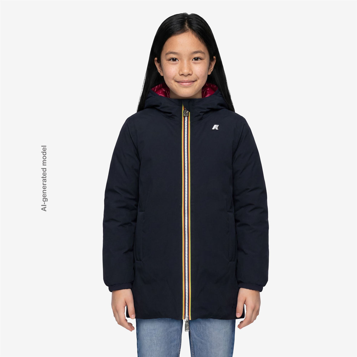 Jackets_GIRL_P. SOPHIE ST THERMO DOUBLE_Mid_Blue Depth - Red Cerise - Commercial 4
