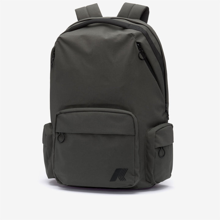 Zaino compatto unisex in nylon verde nerastro 2