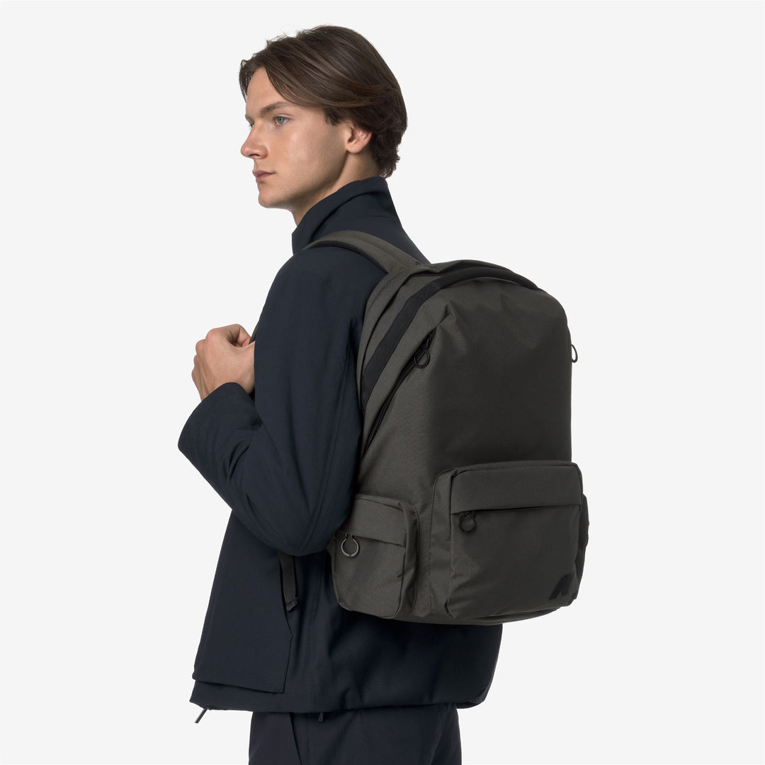 Zaino compatto unisex in nylon verde nerastro main