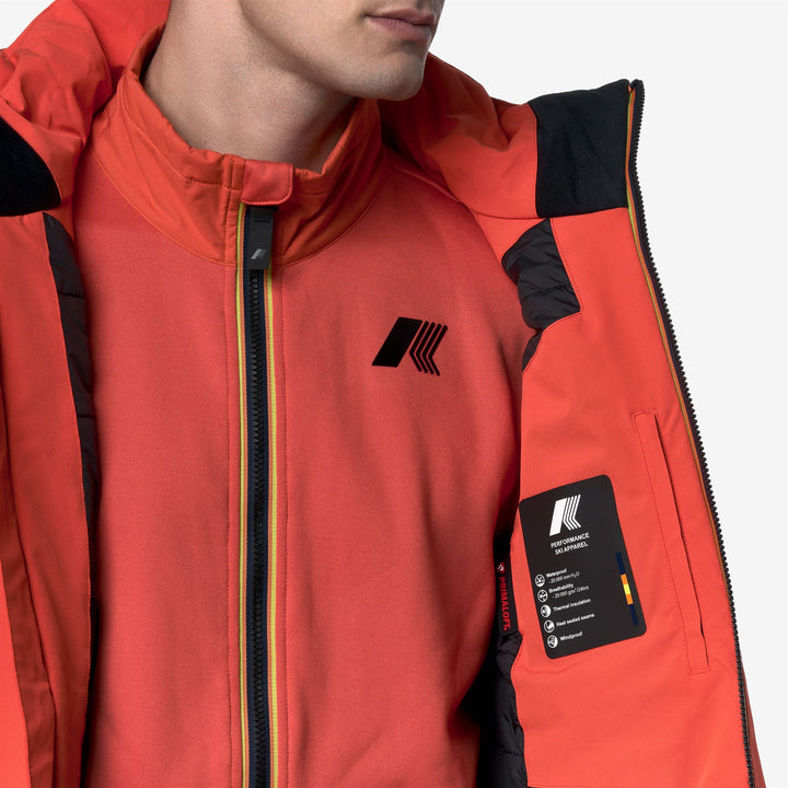 Chaqueta de esquí impermeable naranja para hombre con aislamiento PrimaLoft 3