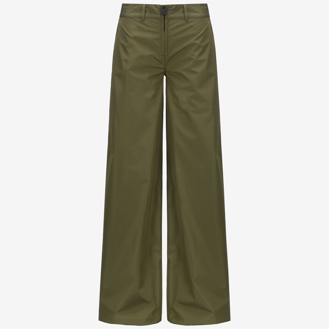 Pantaloni sportivi da donna verdi con gamba larga e tasche 01