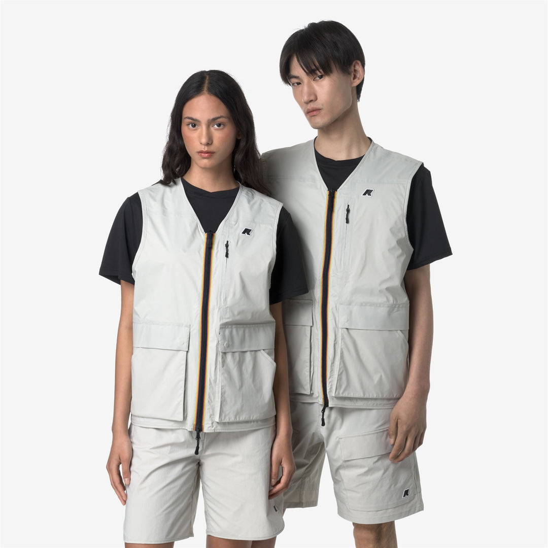 Beige Grey Unisex Outdoor Hiking Vest with Breathable Fabric main