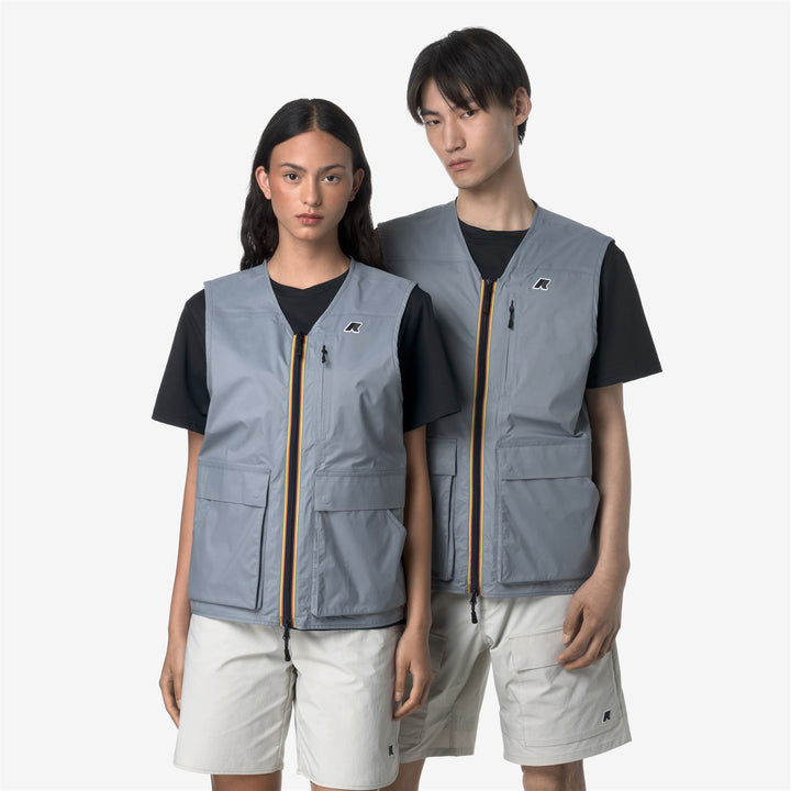 Grey Blue Unisex Outdoor Hiking Vest with Breathable Waterproof Fabric 2