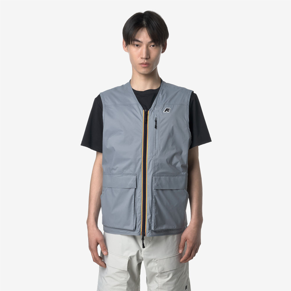 Chaleco de senderismo unisex gris azul con tela impermeable transpirable 02