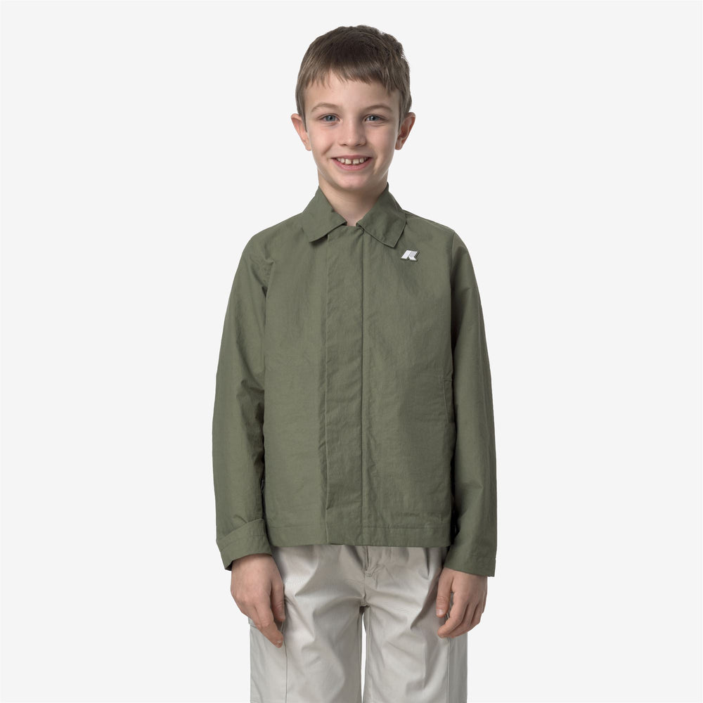 Lichen Green Boy's Mid Jacket for Spring with Waterproof Fabric 02