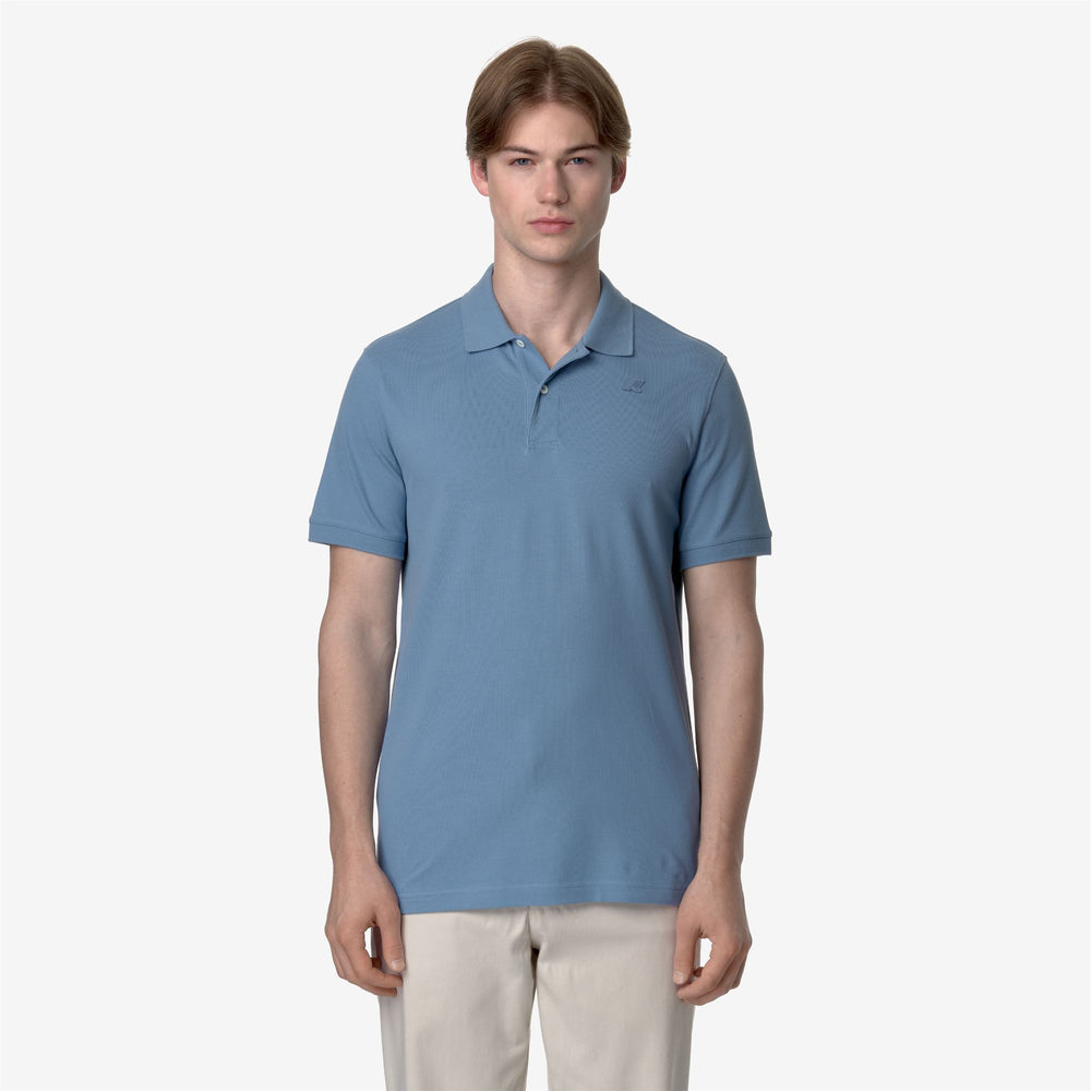 Blue Men's Stretch Pique Polo Shirt for City Wear 02