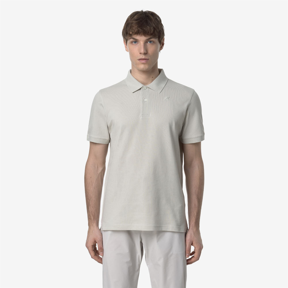 Beige Grey Men's Stretch Pique Polo Shirt for City Wear 02