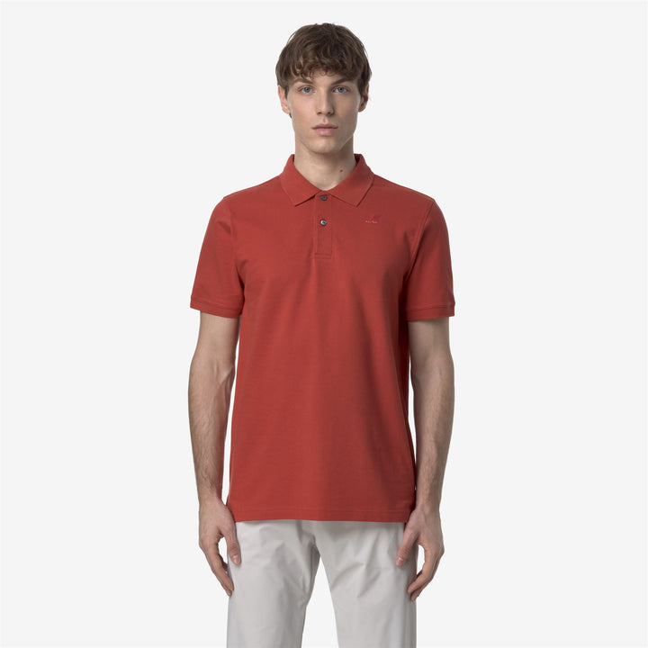 Brown Red Men's Stretch Pique Polo Shirt for City Wear 3