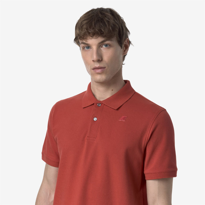 Brown Red Men's Stretch Pique Polo Shirt for City Wear 2
