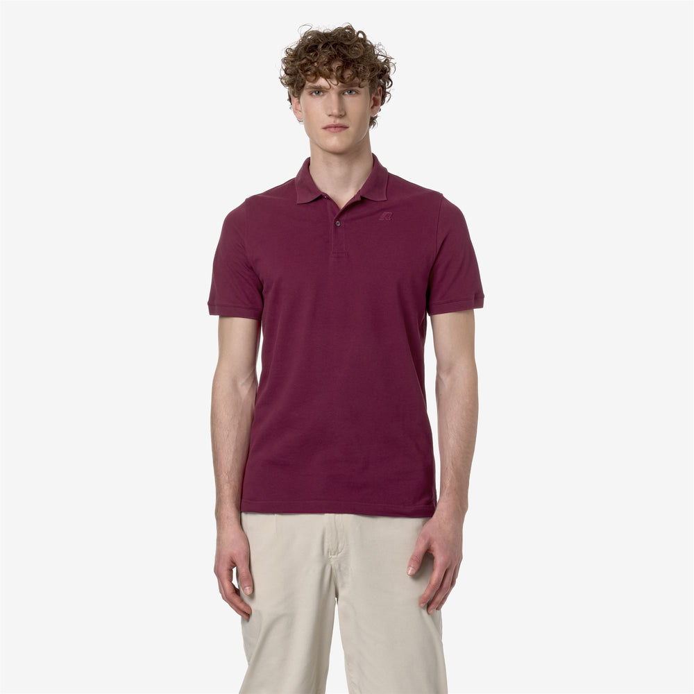 Dark Red Men's Stretch Pique Polo Shirt for City Wear 02