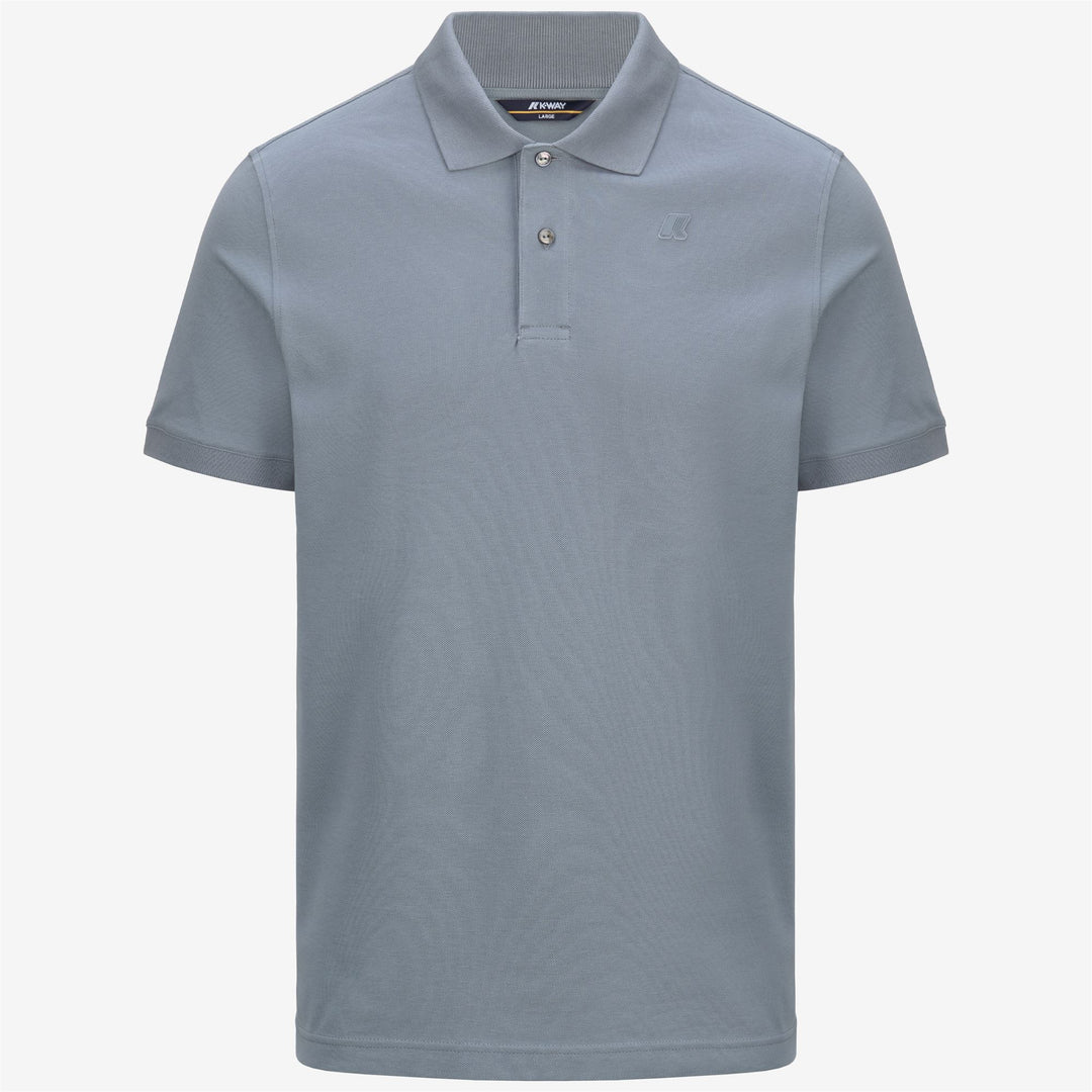 Grey Blue Men's Stretch Pique Polo Shirt for City Wear 01