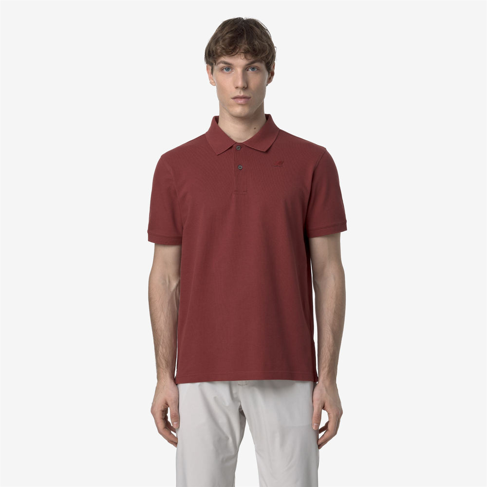 Brown Red Men's Stretch Pique Polo Shirt for City Wear 02