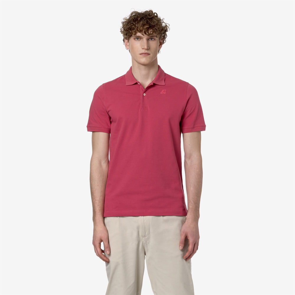 Dark Pink Men's Stretch Pique Polo Shirt for City Wear 02