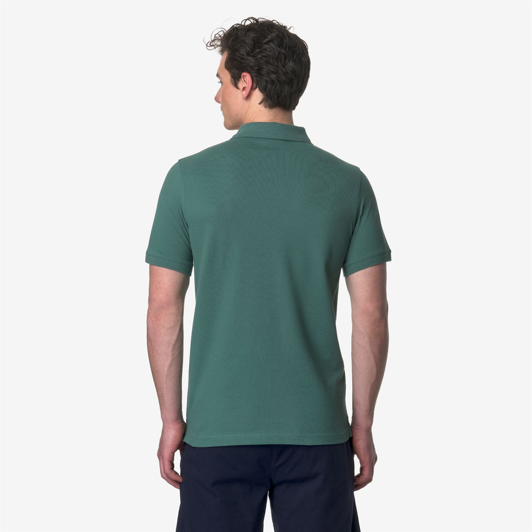 Polo Shirts Man AMEDEE PIQUE Polo GREEN PALM Dressed Front Double		